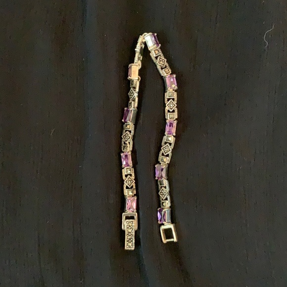 Sterling silver, amethyst tennis bracelet - Picture 1 of 2